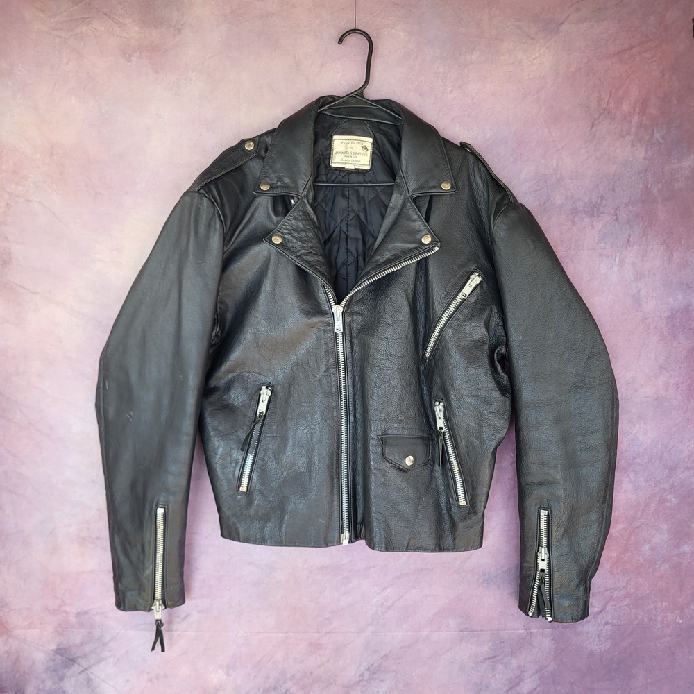 Vintage Fashions by Espinoza's Leather Biker Jacket Men's Size XL Made in USA